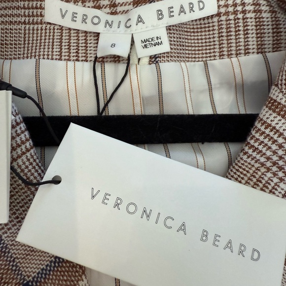 NWT Veronica Beard Viva Dickey Jacket in Khaki Multi Plaid Size 8 - Picture 13 of 14